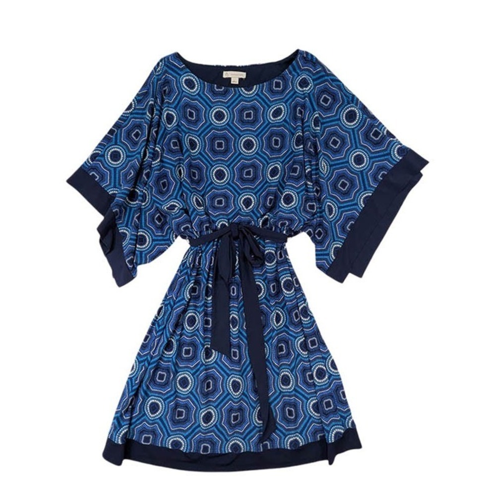 Dress Barn Kimono Style Dress Womens L Geometric Art Deco Retro-Modern Boho Luxe